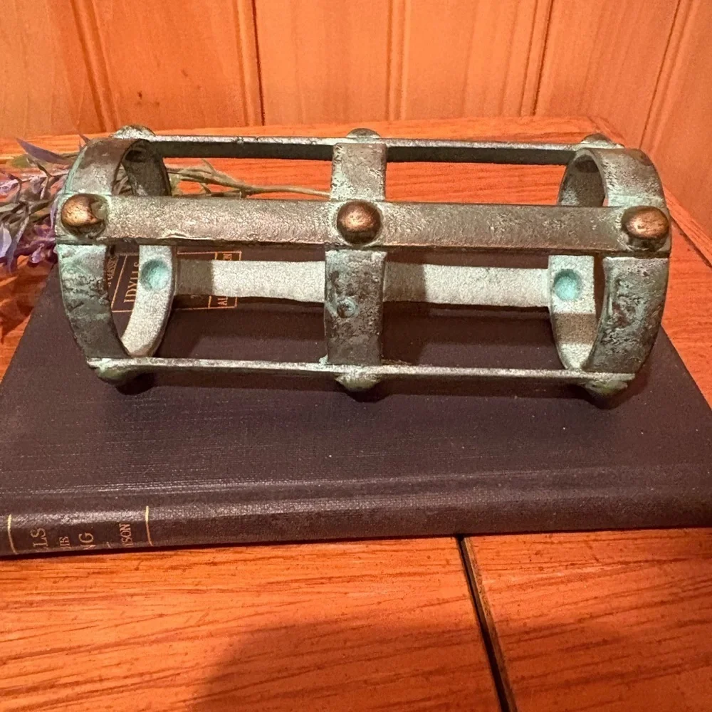 Nautical Metal Votive Candle Holder with a rustic Patina